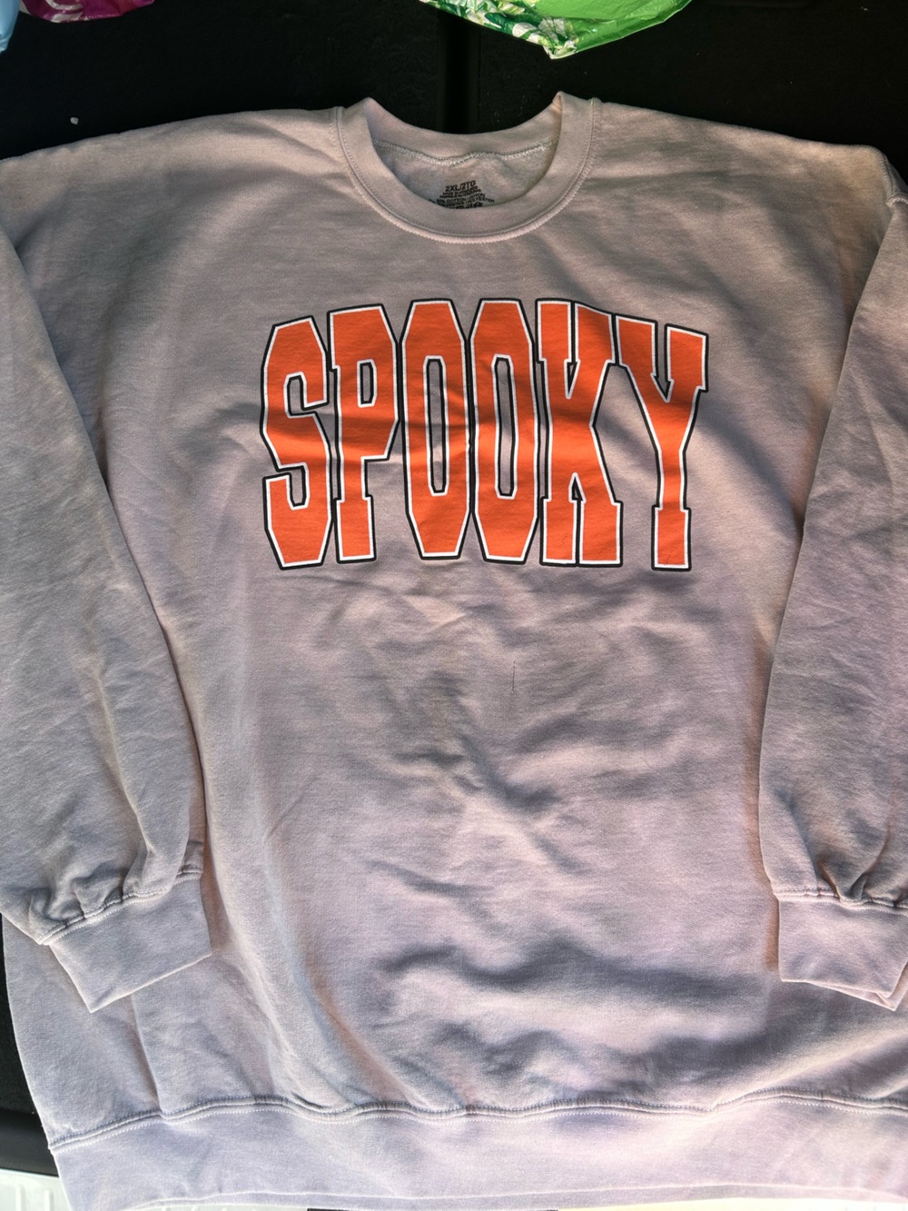 Women's Crewneck Sweatshirt with Orange 'SPOOKY' Graphic